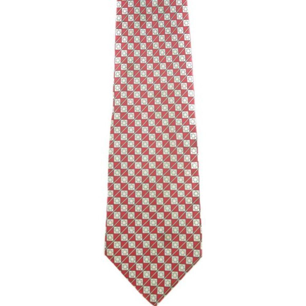 EMILIO PUCCI Red White & Blue Silk Checkered Print Necktie Mens